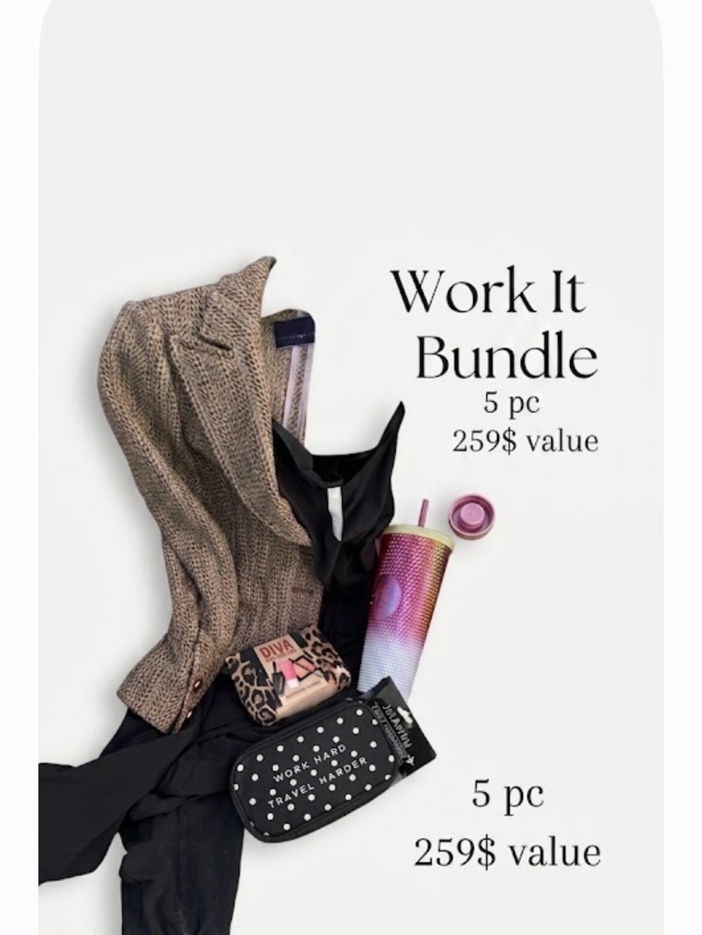 Work it bundle Black jumper Schumacher blazer tumbler mk kit bag organizer 5 pc